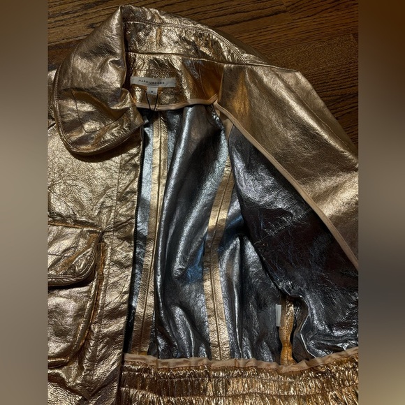 NEW Marc Jacobs‎ | Rose Gold Metallic Bomber Jacket Leather Sz 8 - Picture 8 of 12